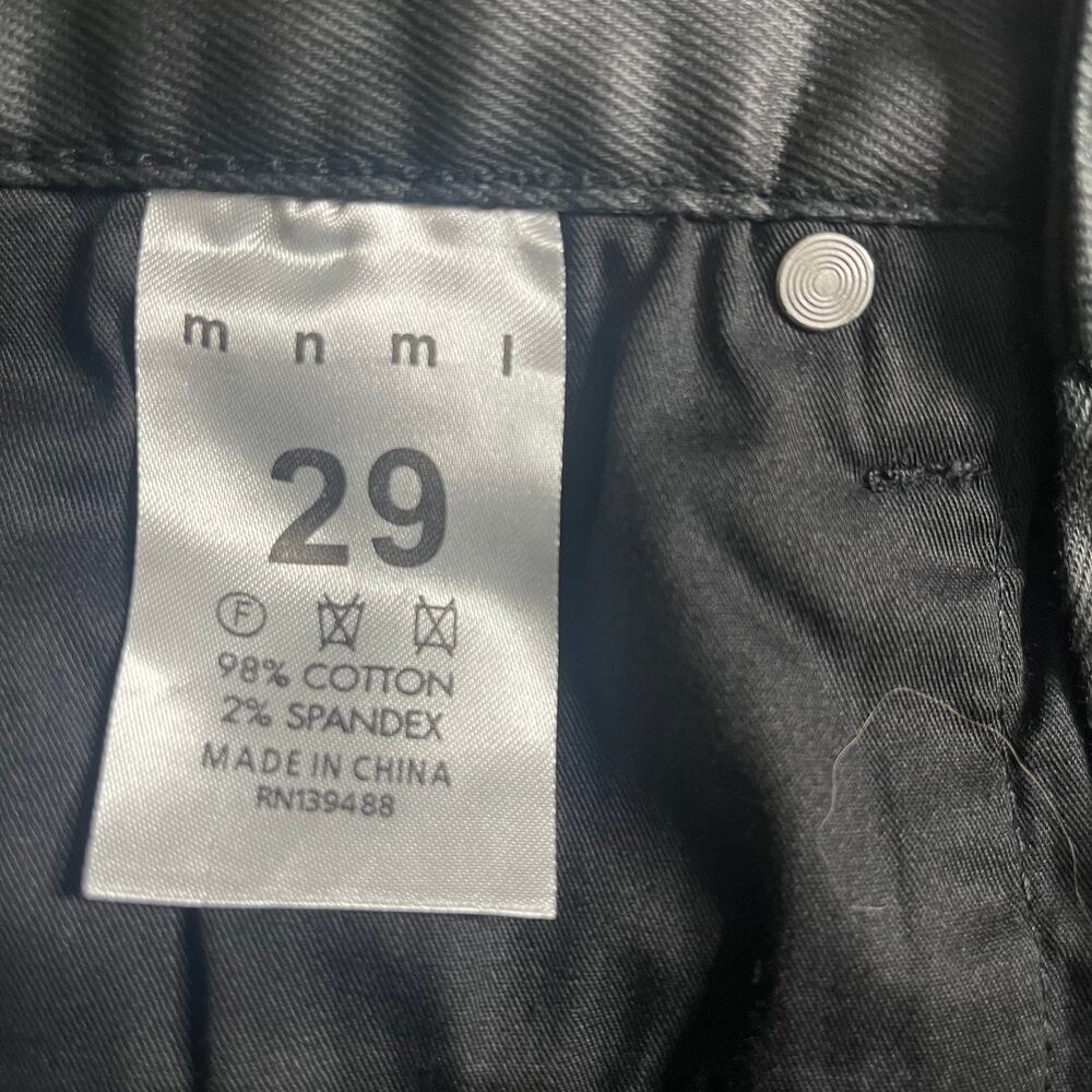MNML M5 Coated Skinny Jeans Black 29 Waxed Finish Zip Ankle Stretch Streetwear - Picture 4 of 13